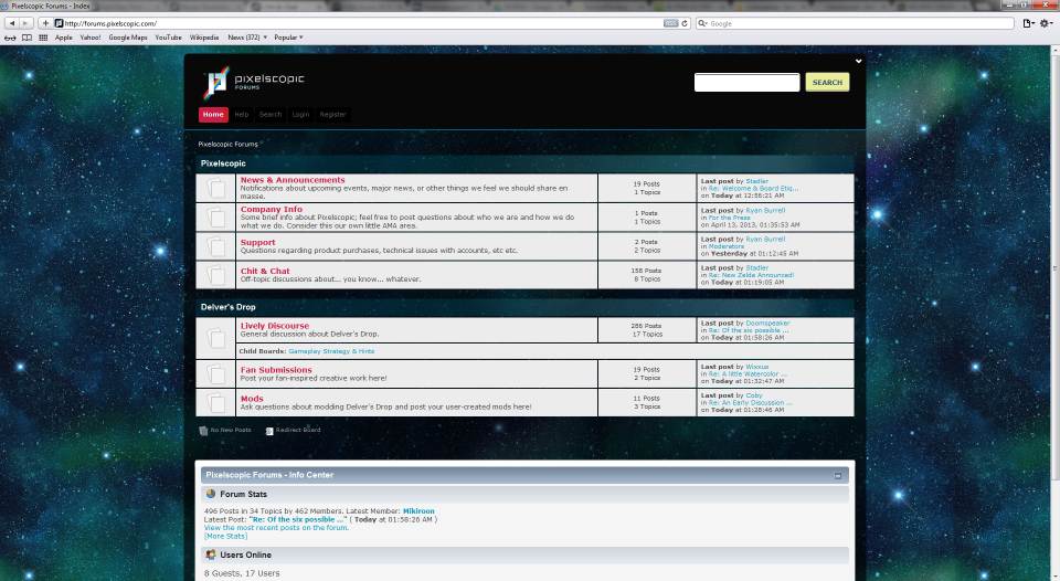 Screenshot of the Pixelscopic forums